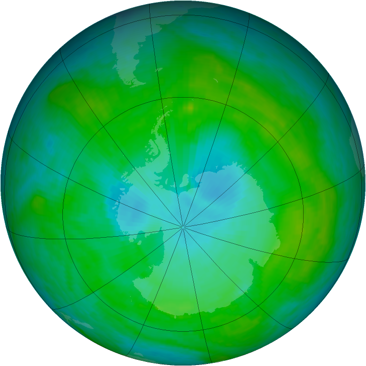 Antarctic ozone map for 26 January 1989